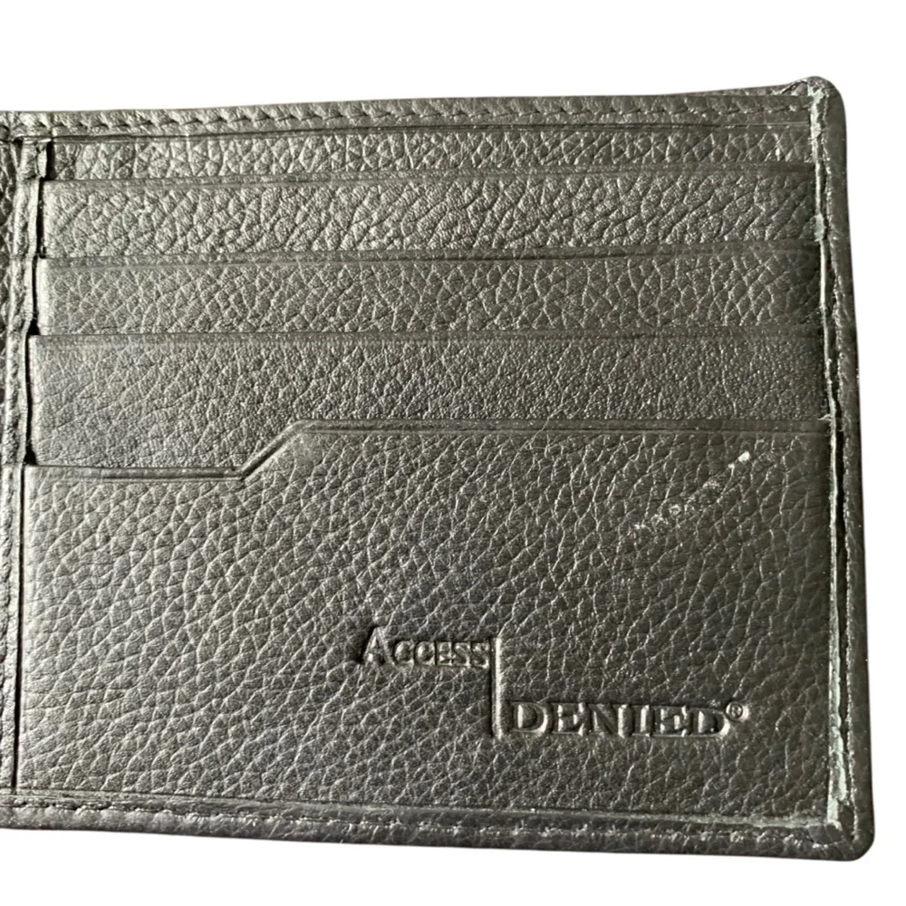 🆕 Access Denied Black Leather Wallet RF ID Lock Card Holder